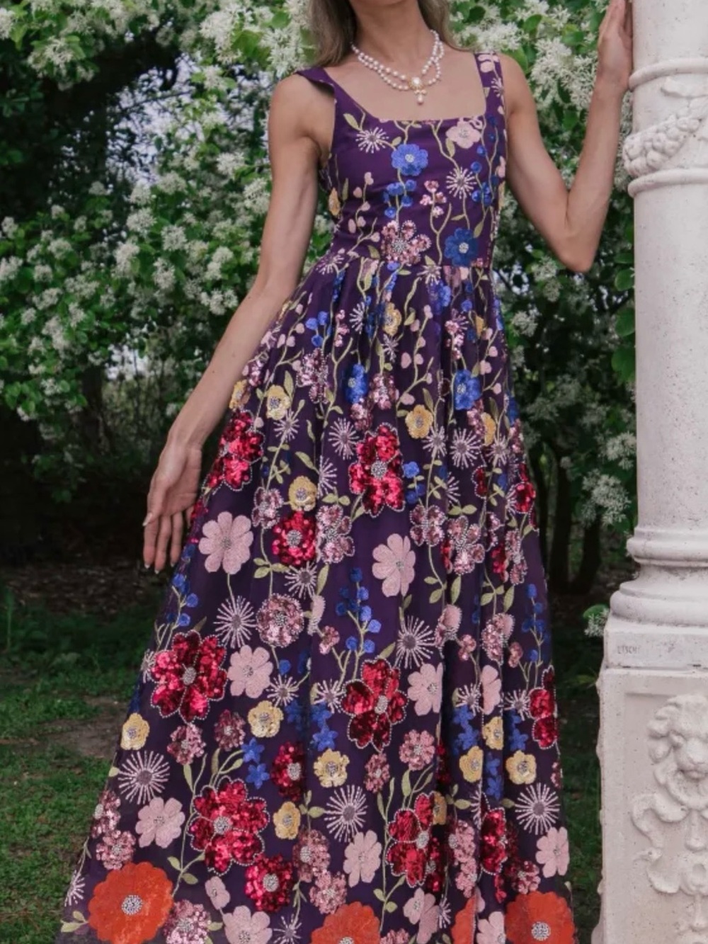 JessaKae Purple Floral Sequin Maxi Dress
